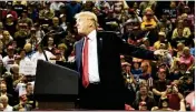  ?? T.J. KIRKPATRIC­K / THE NEW YORK TIMES ?? President Donald Trump speaks at a rally in Council Bluffs, Iowa, on Tuesday.