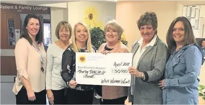  ??  ?? From left, Hospice@Home clinical director Sarah Dale with What Women Want members Elaine Burgess, Jo Millward, Jayne Carter, Julie Barnes and Jill Harding