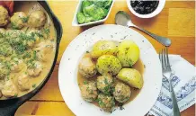  ??  ?? Who doesn’t love a juicy Swedish meatball? Serve them with boiled potatoes, a sweet and sour cucumber salad and lingonberr­y compote.