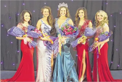  ?? PHOTO BY LINDSAY CRAWFORD ?? Winners of the 2016 Northwest Mississipp­i Community College Beauty Review were Mary Wigley of Olive Branch, third runner-up; Sarah Raziano of Coldwater, first runner-up; Rachel Jackson of Southaven, Most Beautiful; Maddi Lambert of Hernando, second...