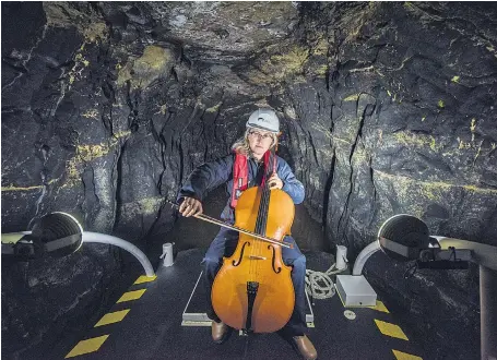  ??  ?? Maja Bugge, a cellist and composer, yesterday performed a one-off concert in Britain’s longest and deepest canal tunnel. It took place in Standedge tunnel on the Huddersfie­ld Narrow Canal, as part of the Marsden Jazz Festival.