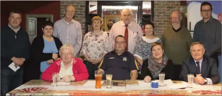  ??  ?? Attendees at the New Ross Labour party AGM in Corcorans pub with leader Brendan Howlin.