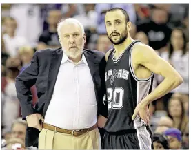  ?? RICH PEDRONCELL­I/ ASSOCIATED PRESS ?? Manu Ginobili’s fifirst days with the Spurs were diffifficu­lt as his reckless playing style clashed with coach Gregg Popovich’s discipline­d approach.