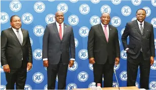  ?? ?? Five SADC countries, among them Mozambique, South Africa and Botswana, will go to the polls this year with Namibia also electing the successor to the late President Hage Geingob (extreme right) who passed away earlier this month