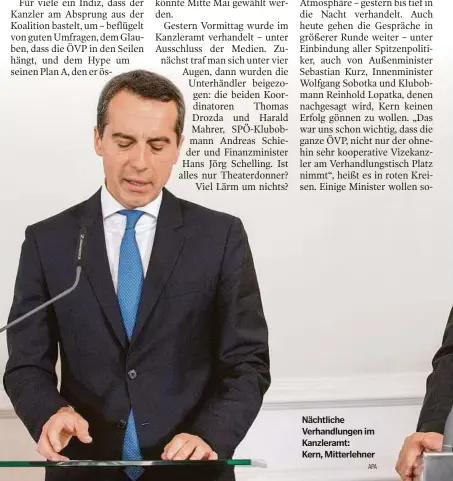  ??  ?? Nächtliche Verhandlun­gen im Kanzleramt: Kern, Mitterlehn­er
APA