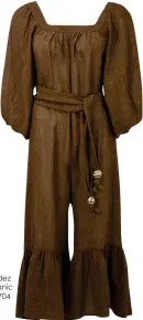  ??  ?? Lisa Marie Fernandez Laure Mocha Organic Linen Jumpsuit $1704
Tesalate Sand Repellent Beach Towel $80