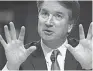  ?? AFP/GETTY IMAGES ?? Brett Kavanaugh testifies at an early September hearing.