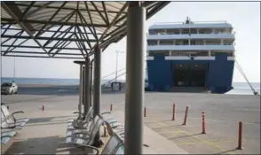  ?? ?? Empty passengers seats are seen as a ferry is docked during a 24-hour strike at the port of Rafina, east of Athens, Greece on Wednesday.