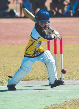  ?? ?? Ashton Bye, 6, in his first game of cricket representi­ng the Herbert River Cricket Club U10 team.