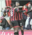  ?? REUTERS ?? JOSHUA KING celebrates with Jefferson Lerma at the Vitality yesterday. |