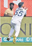  ?? ?? Feeling fit: Ben Stokes dives to catch Shreyas Iyer in the second Test