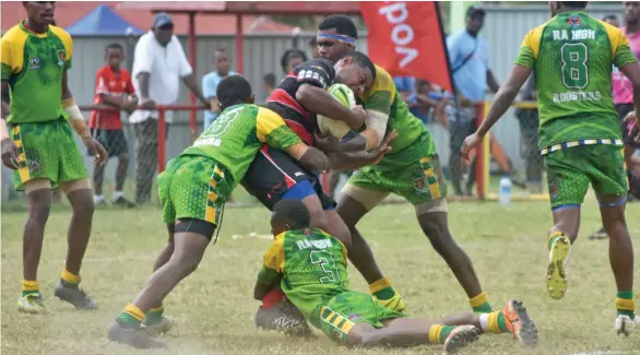  ?? Photo: Waisea Nasokia ?? Action from the Under 19 clash between Ra Roosters and Naitasiri Warriors at the Vodafone Fiji Secondary Schools Rugby League quarterfin­als at Garvey Park, Tavua on June 18, 2022.