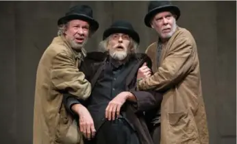  ?? CYLLA VON TIEDEMANN ?? Diego Matamoros, Rick Roberts and Oliver Dennis in Soulpepper Theatre’s Waiting for Godot.