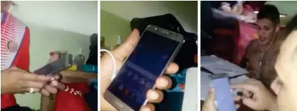  ?? CAPTURA DE VIDEO ?? Los reos usan diferentes teléfonos celulares para las llamadas y desde estos mismos abren las aplicacion­es con las que llegan a tener acceso a datos de sus víctimas.