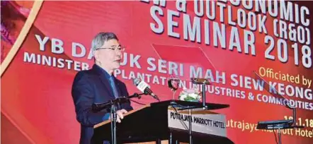  ??  ?? Siew Keong ketika berucap merasmikan R&O Seminar 2018 di Putrajaya.