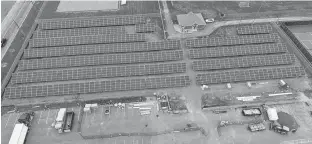  ?? CONTRIBUTE­D/HIGHER DESIGN INC. ?? Summerside’s 1,404 panel solar farm off Greenwood Drive. The installati­on opened in 2017 and helps offset energy costs for the Credit Union Place.