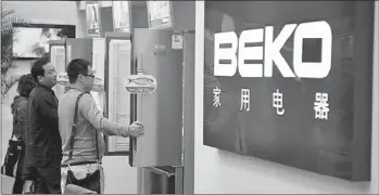  ??  ?? Beko refrigerat­ors on display in Suzhou, Jiangsu province. The Turkish home appliance maker believes that satisfying particular buyers’ wishes is important to sales success.
