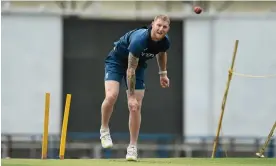  ?? ?? Ben Stokes bowls in the nets in Ranchi, the first time on tour he has had batters at the other end. Photograph: Gareth Copley/Getty Images