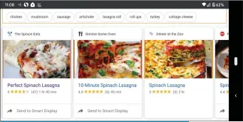  ??  ?? Search for recipes on your smartphone or tablet, and you can send any one you like to your Google Home smart speaker