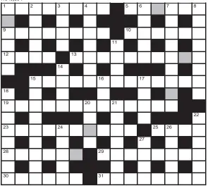  ??  ?? FOR your chance to win, solve the crossword to reveal the word reading down the shaded boxes. HOW TO ENTER: Call 0901 293 6233 and leave today’s answer and your details, or TEXT 65700 with the word CRYPTIC, your answer and your name. Texts and calls cost £1 plus standard network charges. Or enter by post by sending completed crossword to Daily Mail Prize Crossword 16,334, PO Box 28, Colchester, Essex CO2 8GF. Please include your name and address. One weekly winner chosen from all correct daily entries received between 00.01 Monday and 23.59 Friday. Postal entries must be datestampe­d no later than the following day to qualify. Calls/texts must be received by 23.59; answers change at 00.01. UK residents aged 18+, exc NI. Terms apply, see Page 58.