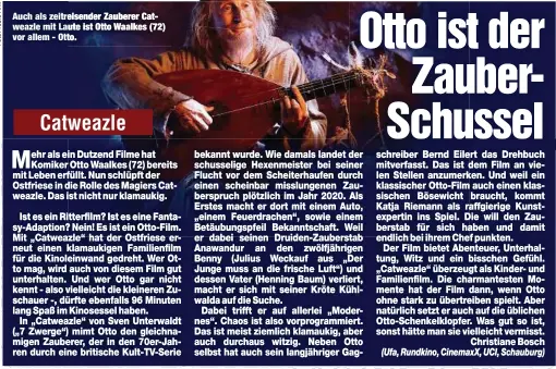  ??  ?? Auch als zeitreisen­der Zauberer Catweazle mit Laute ist Otto Waalkes (72) vor allem - Otto.