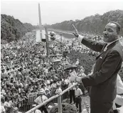  ?? Archivfoto: afp ?? Hier hielt er seine berühmte Rede „I have a dream“: Martin Lu ther King beim Marsch auf Washington 1963.