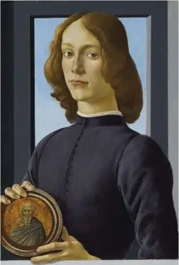  ??  ?? 3. Young Man Holding a Roundel, c. 1480, Sandro Botticelli (1445–1510), tempera on poplar panel, 58.4 × 39.4cm. Sotheby’s New York (in excess of $80m)