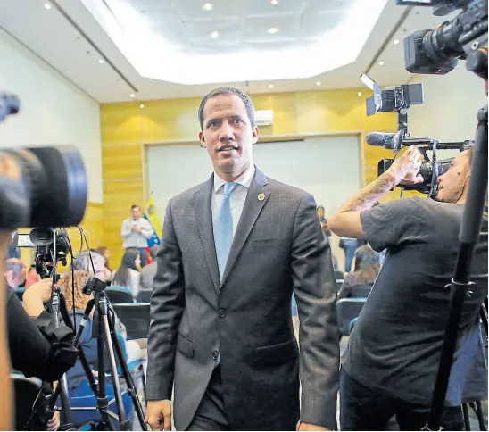  ?? ariana cubillos/ap ?? Guaidó dio ayer una conferenci­a de prensa en Caracas