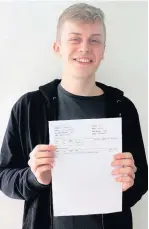  ??  ?? James O’Day received an A*, A and B grades in history, sociology and catering