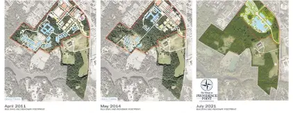  ?? NATIONAL LUTHERAN/CONTRIBUTE­D ?? Building and roadway footprints have changed over the years for the developmen­t now known as The Village at Providence Point. Due to citizen efforts, backed by the city, the project has shrunk greatly.