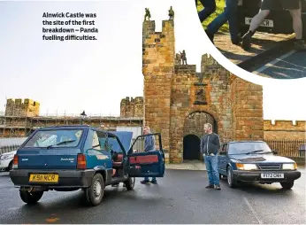  ??  ?? Alnwick Castle was the site of the first breakdown – Panda fuelling difficulti­es.