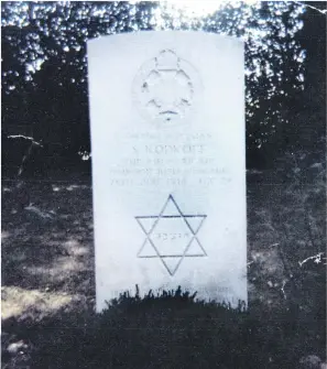  ??  ?? Solly’s two grave markers and (below) in uniform with his brother Myer