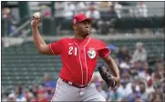  ?? AP PHOTO/ ROSS D. FRANKLIN ?? Cincinnati Reds starting pitcher Hunter Greene throws against the Chicago Cubs during the first inning of a spring training baseball game Thursday, March 9, 2023, in Mesa, Ariz.