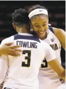  ?? Elaine Thompson / Associated Press ?? Mikayla Cowling, here embracing Kristine Anigwe, is among Cal’s best players on both ends of the court.