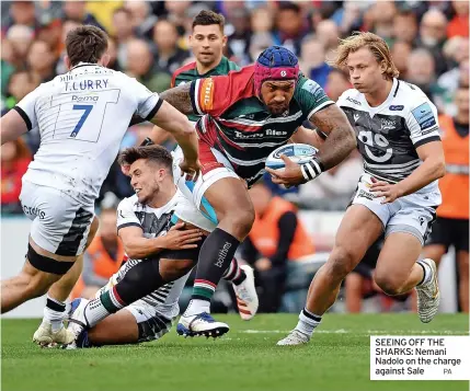  ?? PA ?? SEEING OFF THE SHARKS: Nemani Nadolo on the charge against Sale