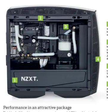  ??  ?? 1 We actually opted for two NZXT Mantas for this build. We loved the white variant, but the half black/white interior really clashed with the idea we wanted to bring to life here. 2 Although the Manta technicall­y supports two 280mm radiators, you have...