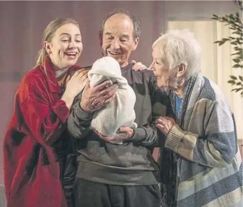  ?? PICTURE: MIHAELA BODLOVIC ?? David Hayman, Ann Louise Ross and Sinead Sharkey in Andy Arnold’s pitch-perfect production of Cyprus Avenue; left, Peter Pan Goes Wrong is a classic of the Mischief Theatre genre