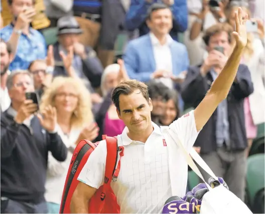  ?? ALBERTO PEZZALI/AP ?? Injured Roger Federer doesn’t believe he will be healthy enough to play at next year’s Wimbledon.