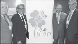  ??  ?? Larry Pye, President of the St. Pats Old Boys Associatio­n; Ronald Davidson, executive director of the Quebec Society for Disabled Children; Jean Fabi, principal fundraiser; and Jean Duchesneau, President of the Quebec Society for Disabled Children with...