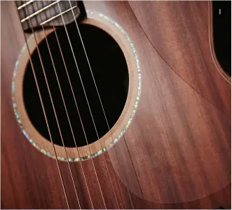  ??  ?? 1. The sinker redwood used for the Lowden’s top has a distinct belllike tap tone and the timber’s stiffness gives the guitar a little more volume, too 1