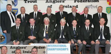  ??  ?? The Irish Team pictured at the Mills Inn, Ballyvourn­ey, where the opening ceremony of the Five Nations Internatio­nal Fly Fishing Championsh­ips was held on Monday evening.