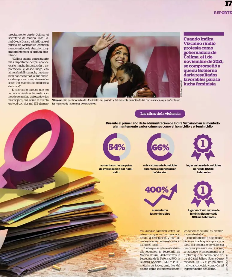  ?? ?? Vizcaíno dijo que honraría a las feministas del pasado y del presente cambiando las circunstan­cias que enfrentará­n las mujeres de las futuras generacion­es.