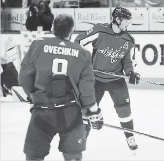  ?? PABLO MARTINEZ MONSIVAIS THE ASSOCIATED PRESS ?? Nicklas Backstrom, right, and Alex Ovechkin have led the Washington Capitals for more than a decade. The Capitals face Vegas Golden Knights in the Stanley Cup final.