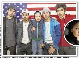  ??  ?? From left, Jose Montes, Edgar Montes, Kenneth Robles, Justin Robles and Isaiah Negron, sons of Yadira Arroyo, will announce the Jets selections Saturday on third day of NFL draft.