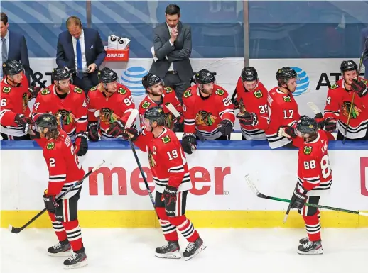  ?? GETTY IMAGES ?? The Blackhawks, who play the Edmonton Oilers on Saturday, haven’t won a playoff series since clinching the Stanley Cup over the Tampa Bay Lightning in 2015.