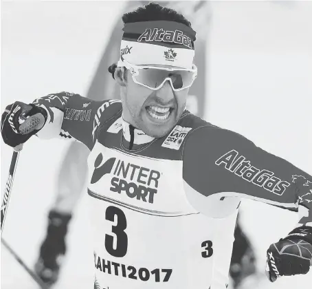  ?? MATTHIAS SCHRADER/THE ASSOCIATED PRESS ?? Alex Harvey celebrates winning the men’s 50-kilometre race during the 2017 Nordic World Ski Championsh­ips in Lahti, Finland, on Sunday. Harvey says the world title “means everything … this is what I’ve been striving for and dreaming of since I was a...