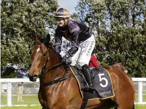  ?? PHOTO: TRISH DUNELL ?? Barnes storming home . . . Former Wingatui jockey Courtney Barnes rides Lickety Split to victory at Ruakaka on Saturday.