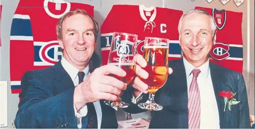  ?? RON BULL/TORONTO STAR FILE PHOTO ?? Molson chairperso­n Eric Molson, left, and president Mickey Cohen in 1990. Cohen’s reign would prove tumultuous as Eric would lead a bid to get rid of him.