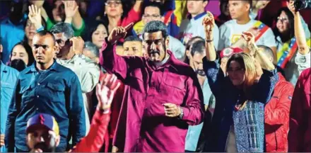  ?? JUAN BARRETO/AFP ?? Venezuelan President Nicolas Maduro gestures after the National Electoral Council announced the results of the voting on election day in Venezuela on Sunday.