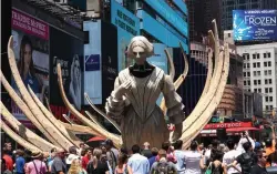  ?? AFP ?? The work of artist Mel Chin, ‘ Wake’ and ‘ Unmoored’, unveiled on Times Square in New York, on Wednesday as part of the mixed reality piece developed with Microsoft.—